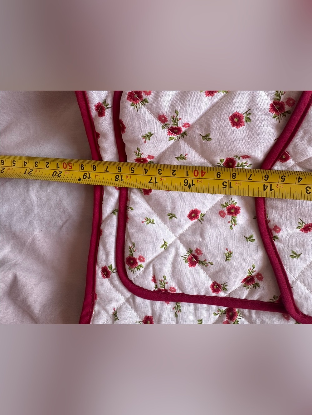 7 For All Mankind Floral Quilted Cropped Jacket Cottagecore White Red M - Picture 10 of 12